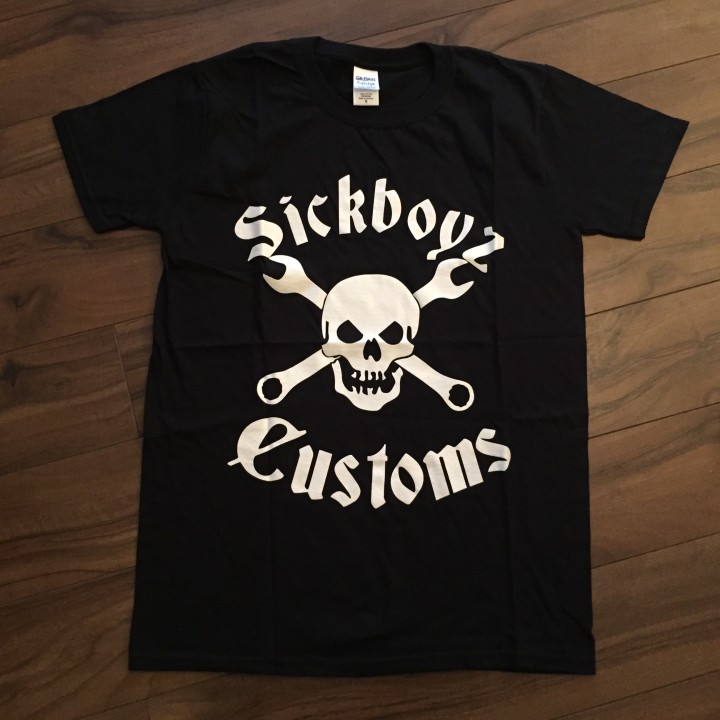 Sickboyz Black Tee with White Classic Skull Logo