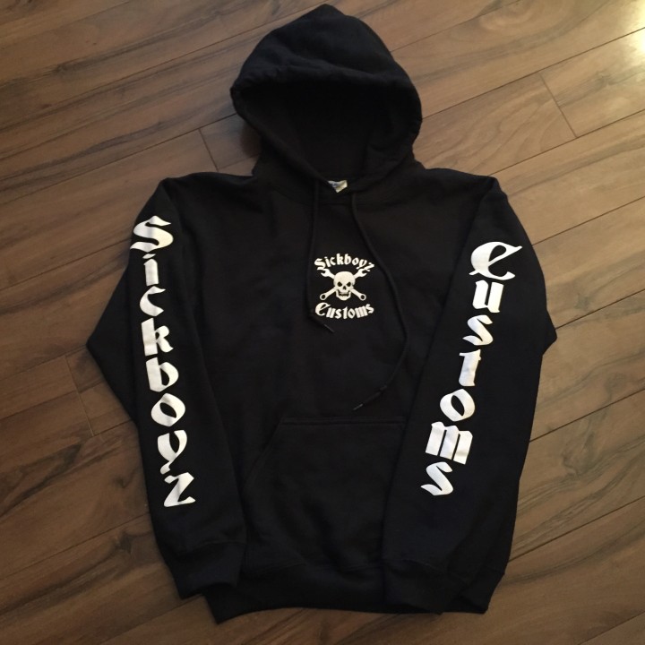 Sickboyz Black Hoodie with Classic Logo on Front, Back and Arms