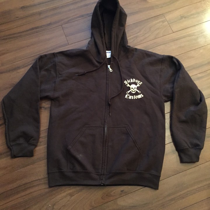 Sickboyz Chocolate Zip Through Hoodie with Classic Logo front and back