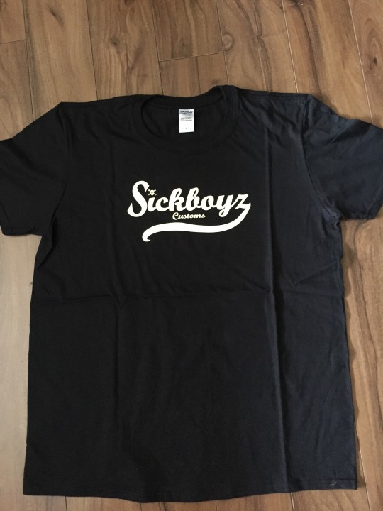 Sickboyz Black Tee with sand Retro Logo