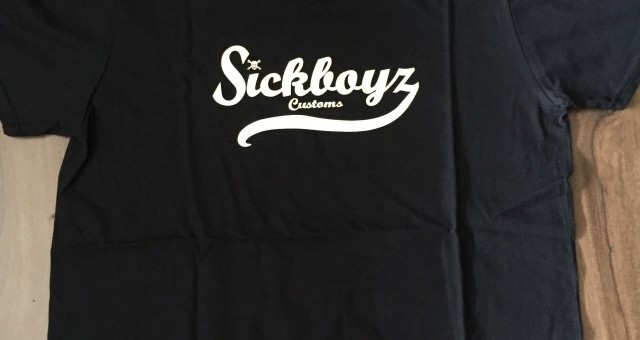 Sickboyz Black Tee with sand Retro Logo