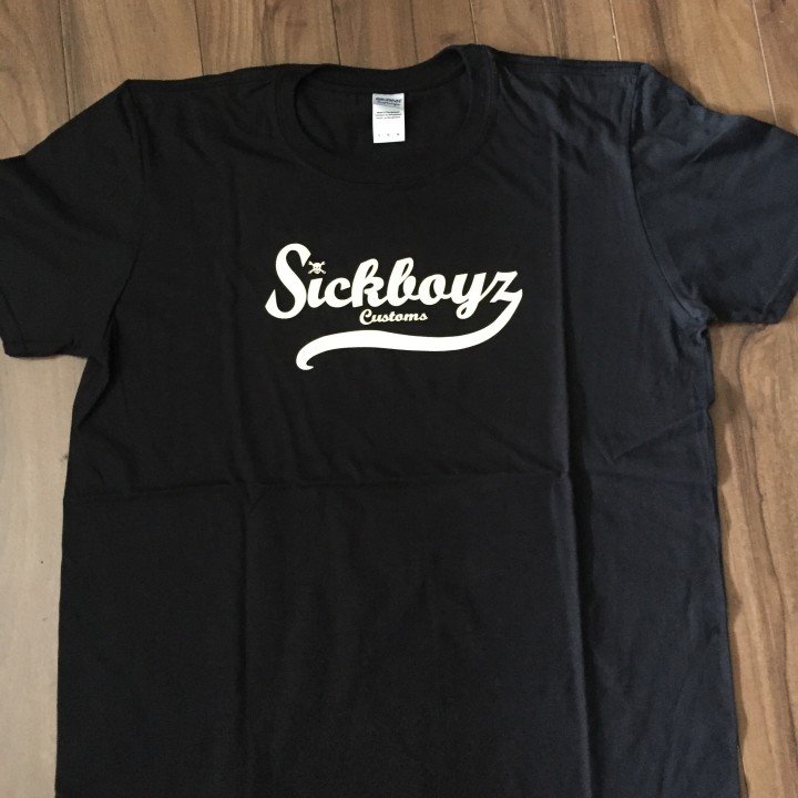 Sickboyz Black Tee with sand Retro Logo